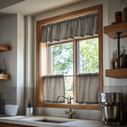 Natural Heavy Weight Linen Cafe Curtains Valance Set