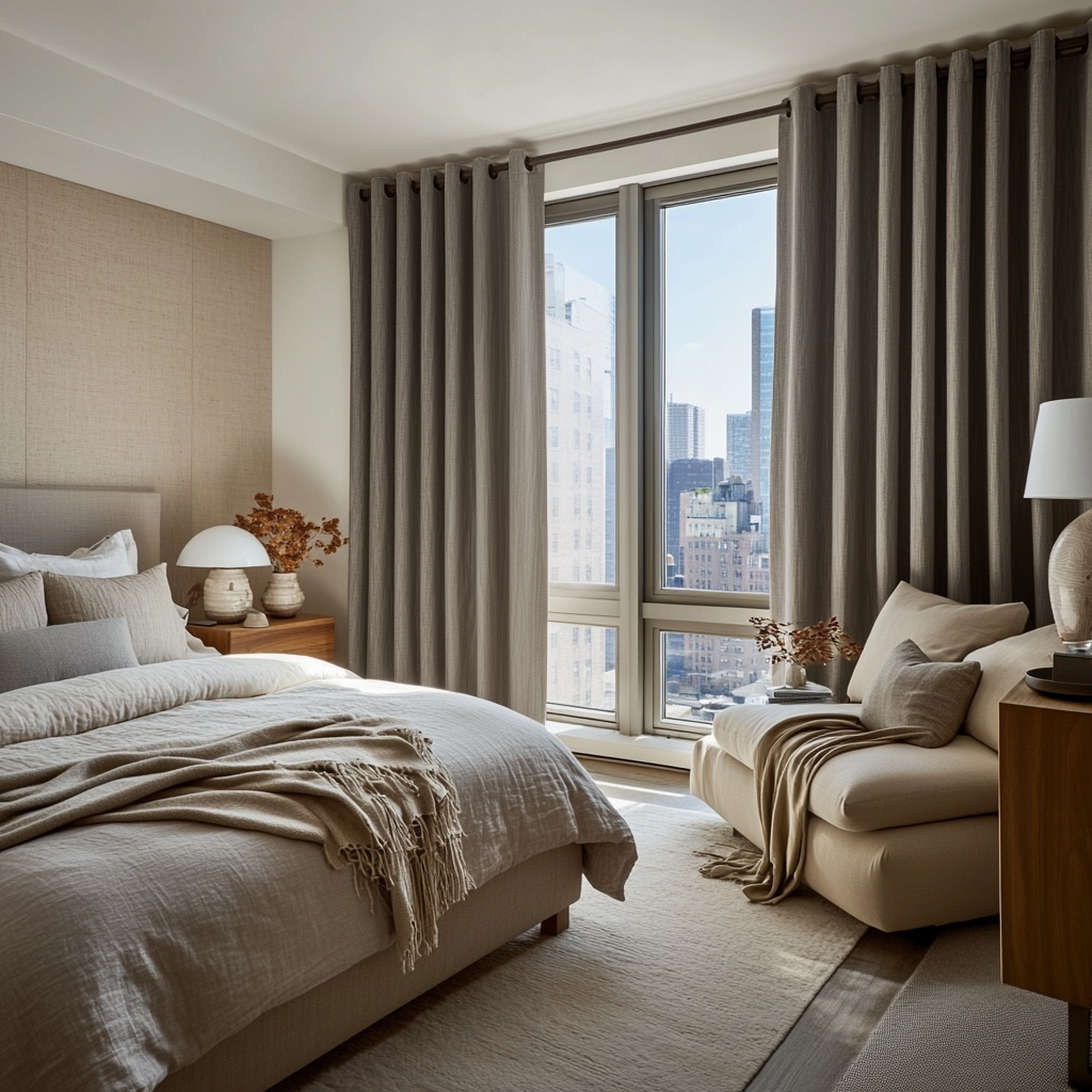 Natural Heavy Weight Linen Grommet Curtain - Blackout Lining