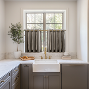 Natural Heavy Weight Linen Grommet Cafe Curtains