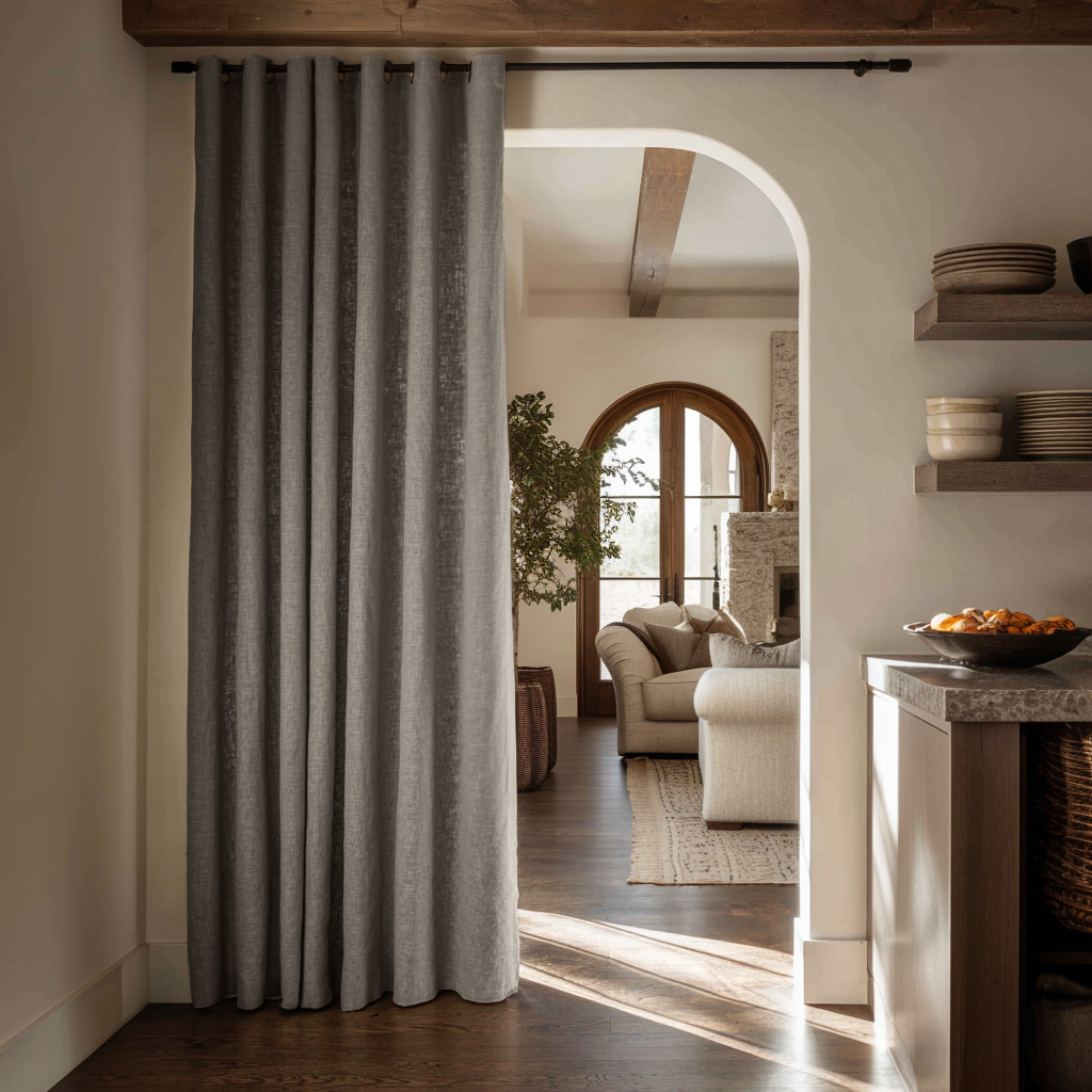 Natural Heavy Weight Linen Doorway Curtains with Grommets
