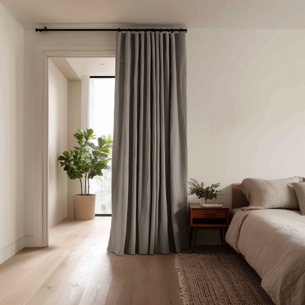 Natural Heavy Weight Linen Doorway Curtains with Multitape