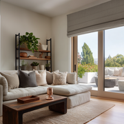 Natural Heavy Weight Linen Patio Door Blackout Roman Shades
