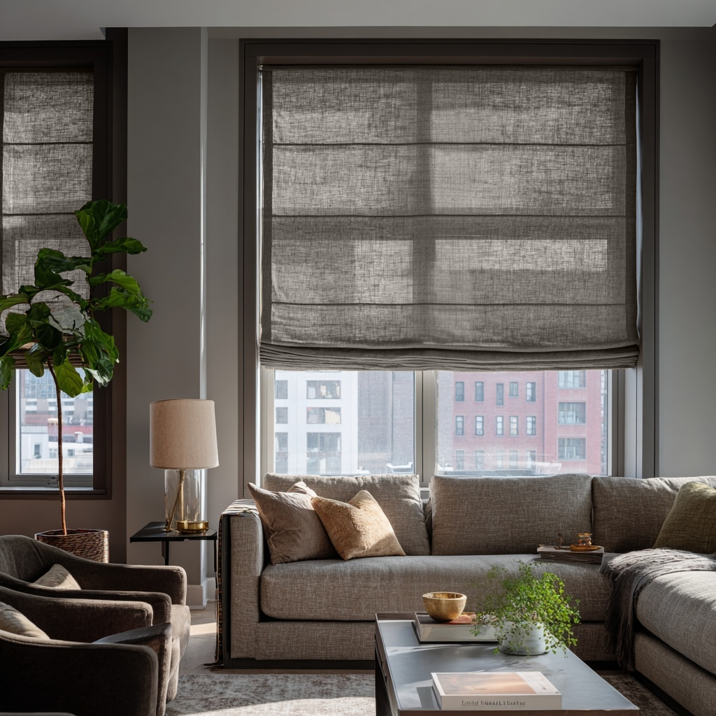 Natural Heavy Weight Linen Roman Shades