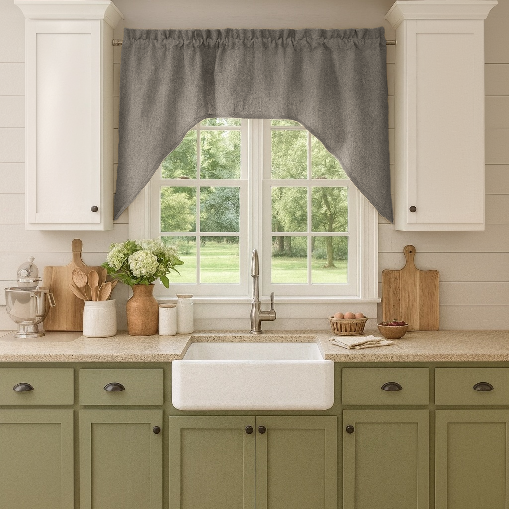 Natural Heavy Weight Linen Swag Valance Curtain