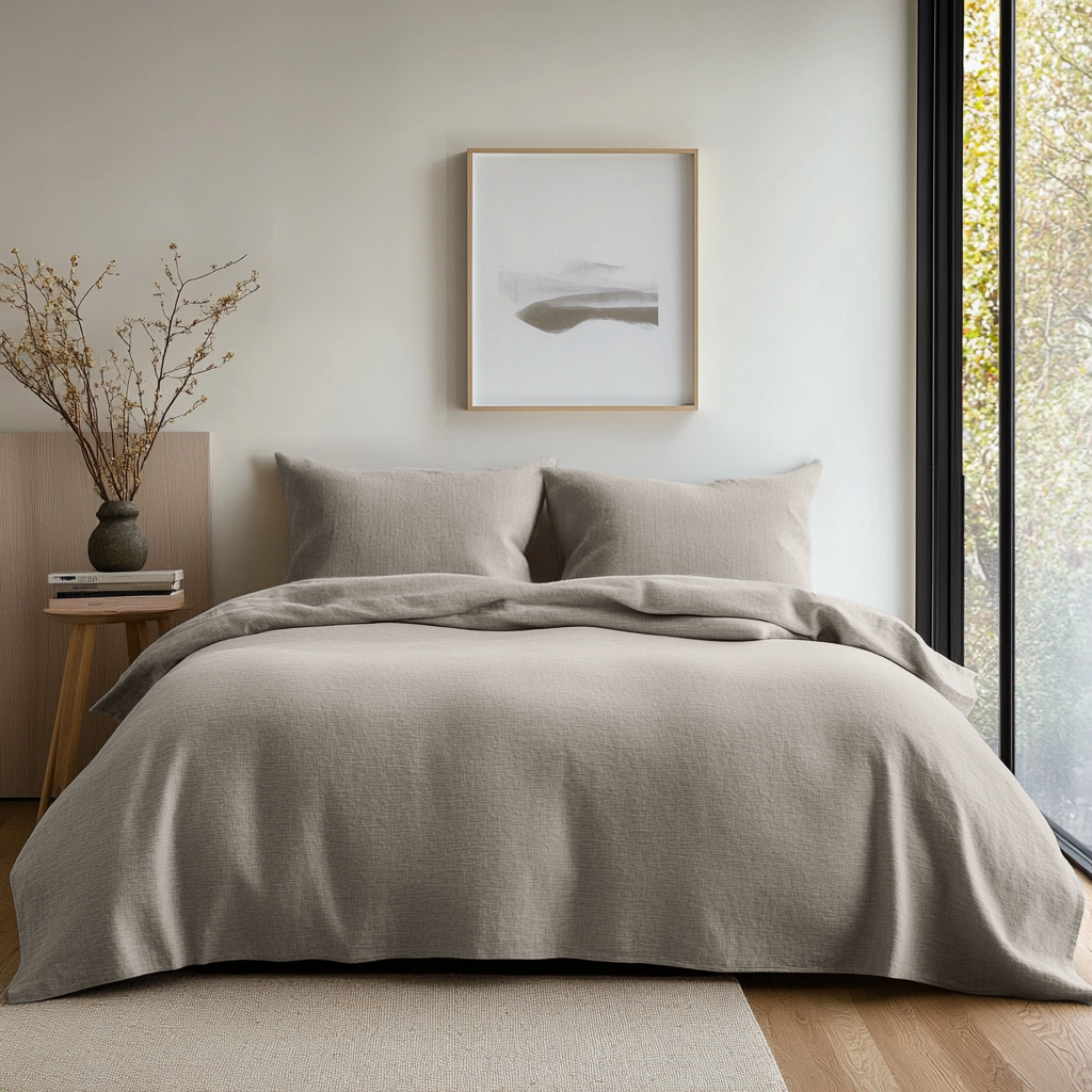 Natural Color Washed Heavyweight Linen Duvet Cover Set