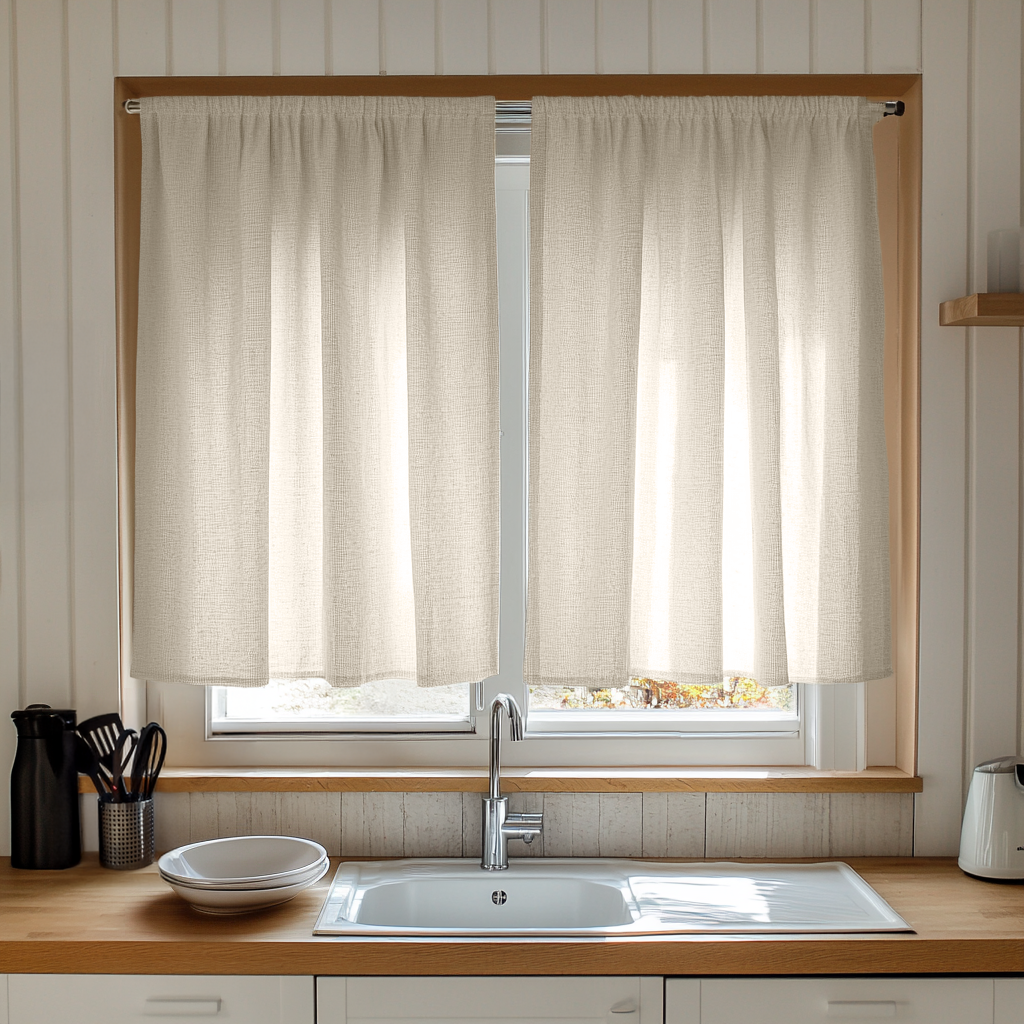 Natural Linen Kitchen Curtain