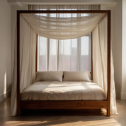 Natural Linen Canopy Bed Scarf