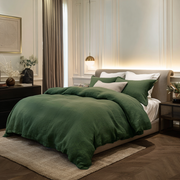 Forest Green Luxury Linen Duvet Cover