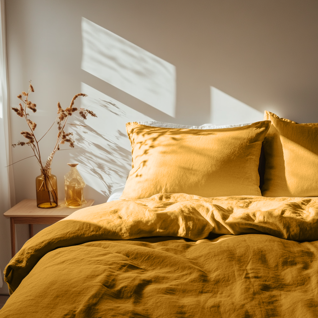 Mustard Yellow Linen Duvet Cover