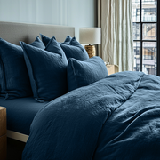 Peacock Blue Linen Duvet Cover
