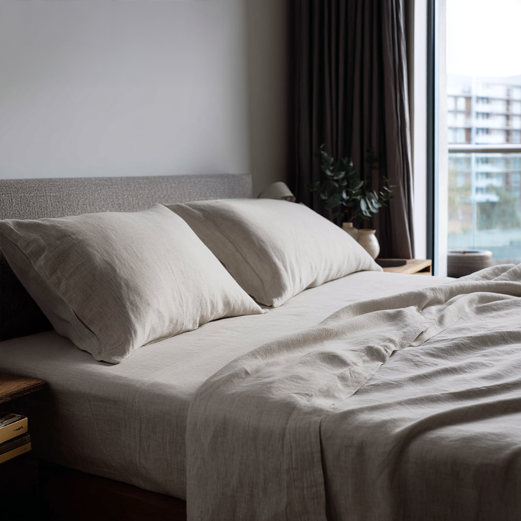 Natural Washed Linen Extra Deep Pocket Fitted Sheet Set 