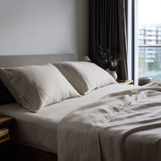 Natural Washed Linen Extra Deep Pocket Fitted Sheet Set 