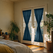 Peacock Blue Linen French Door Curtains