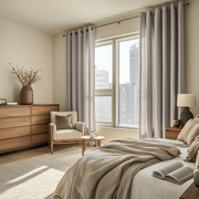 Bedroom Natural Linen Grommet Curtains