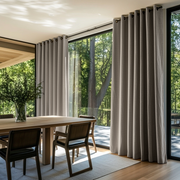 Natural Linen Grommet Curtains - Blackout Lining