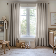 Natural Linen Grommet Kids Room Curtains - Cotton Lining