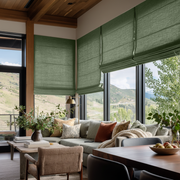 Asparagus Green Linen Roman Shades - Cotton Lining