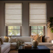 Cream Linen Roman Shades - Cotton Lining
