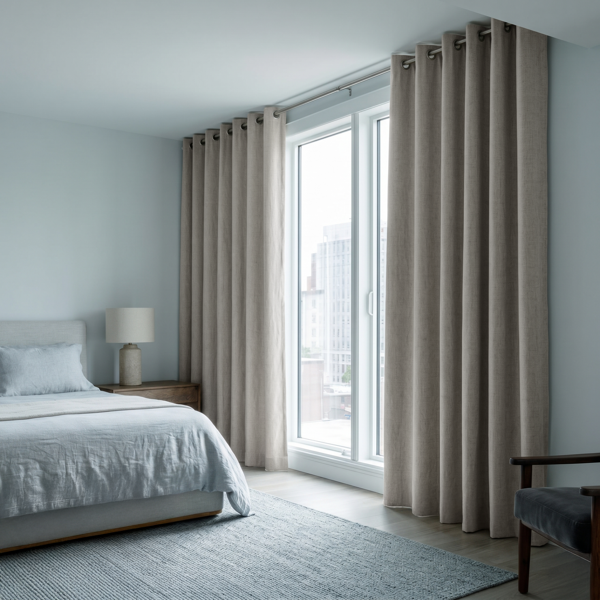 Natural Linen Thermal Grommet Curtains