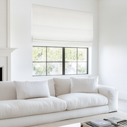 Inside Mount Off-White Linen Blackout Roman Shades