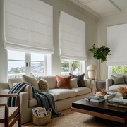 Off-White Heavy Weight Linen Roman Shades - Blackout Lining