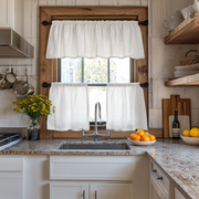 Off-White Heavy Weight Linen Cafe Curtains Valance Set
