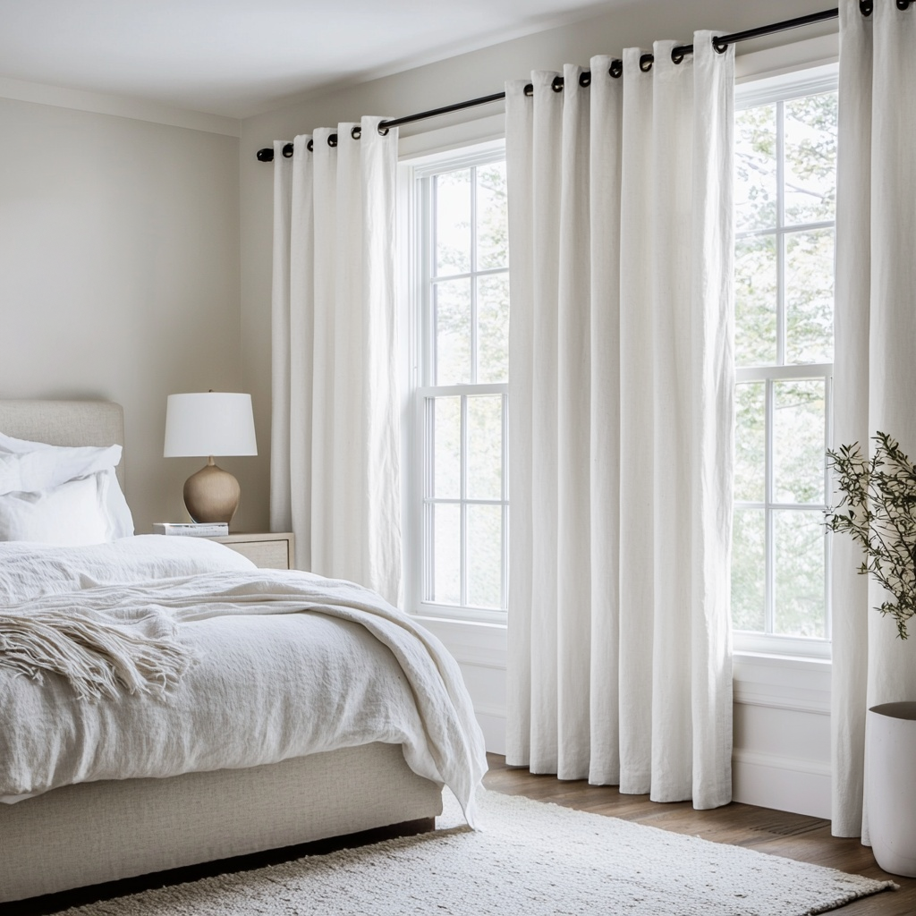 Off-White Heavy Weight Linen Grommet Curtain - Blackout Lining