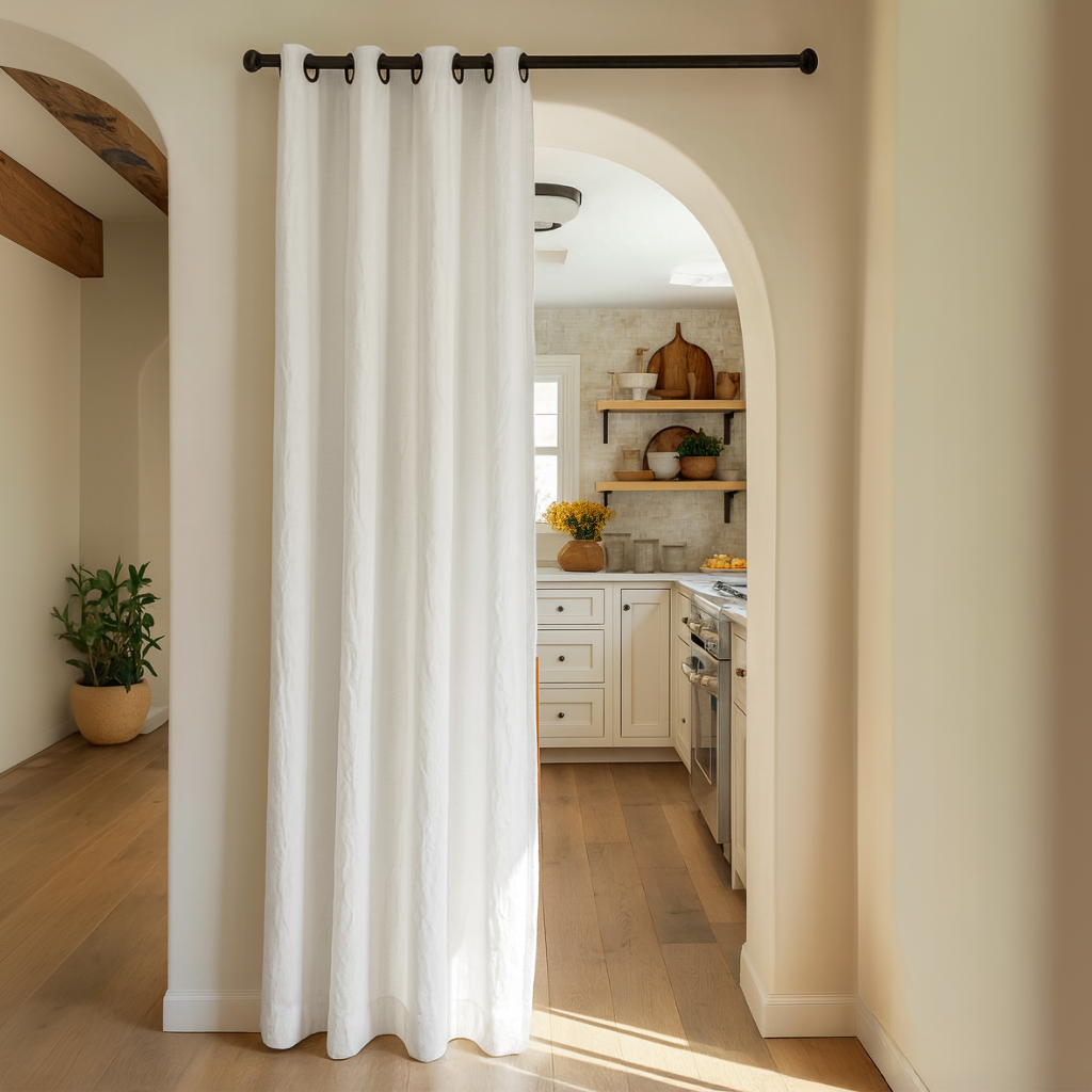 Off-White Heavy Weight Linen Doorway Curtains with Grommets