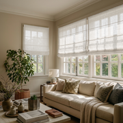 Off-White Heavy Weight Linen Roman Shades