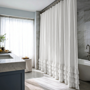 Off-White Heavy Weight Linen Ruffled Shower Curtain