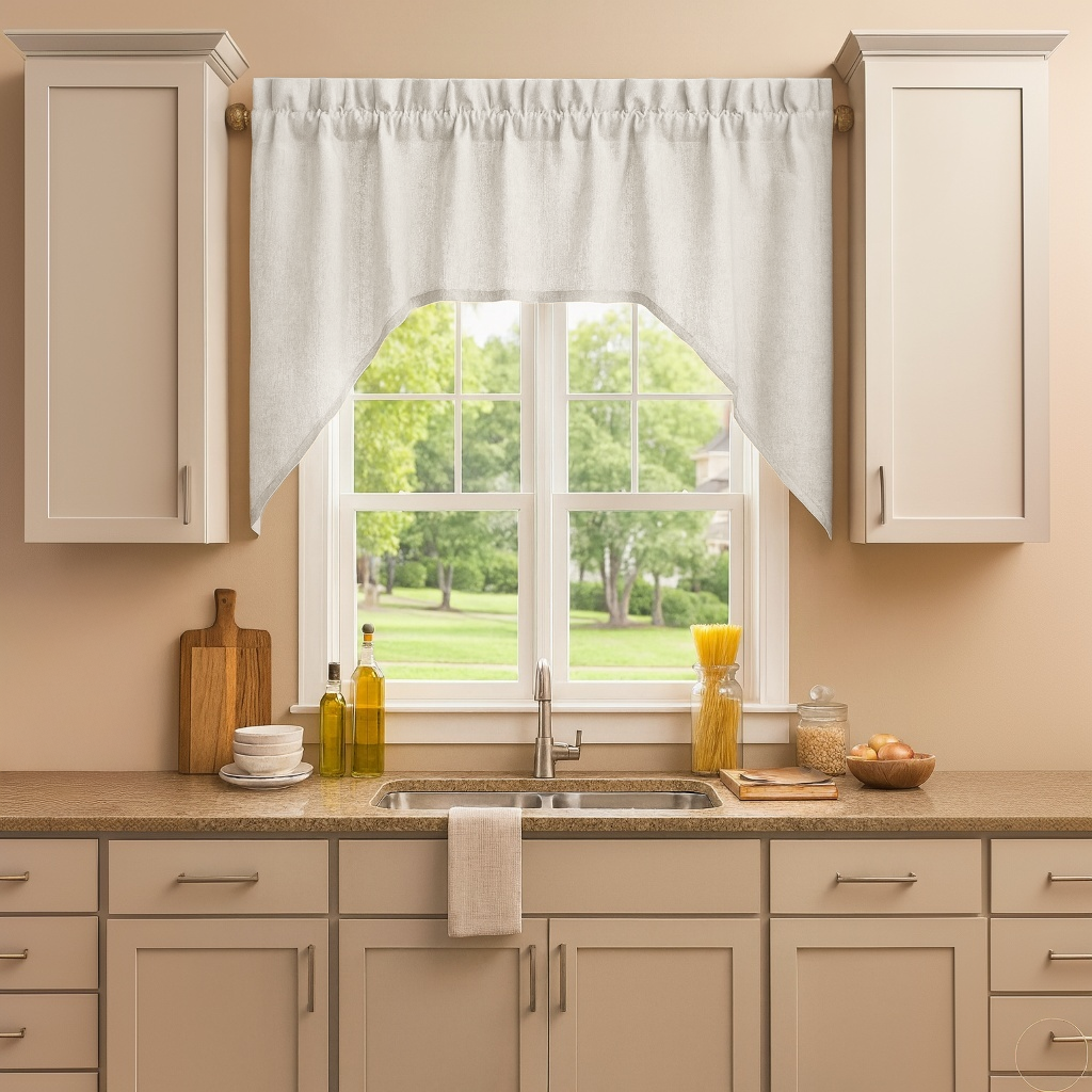 Off-White Heavy Weight Linen Swag Valance Curtain