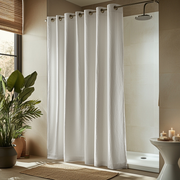 Off-White Heavy Weight Hookless Linen Shower Curtain