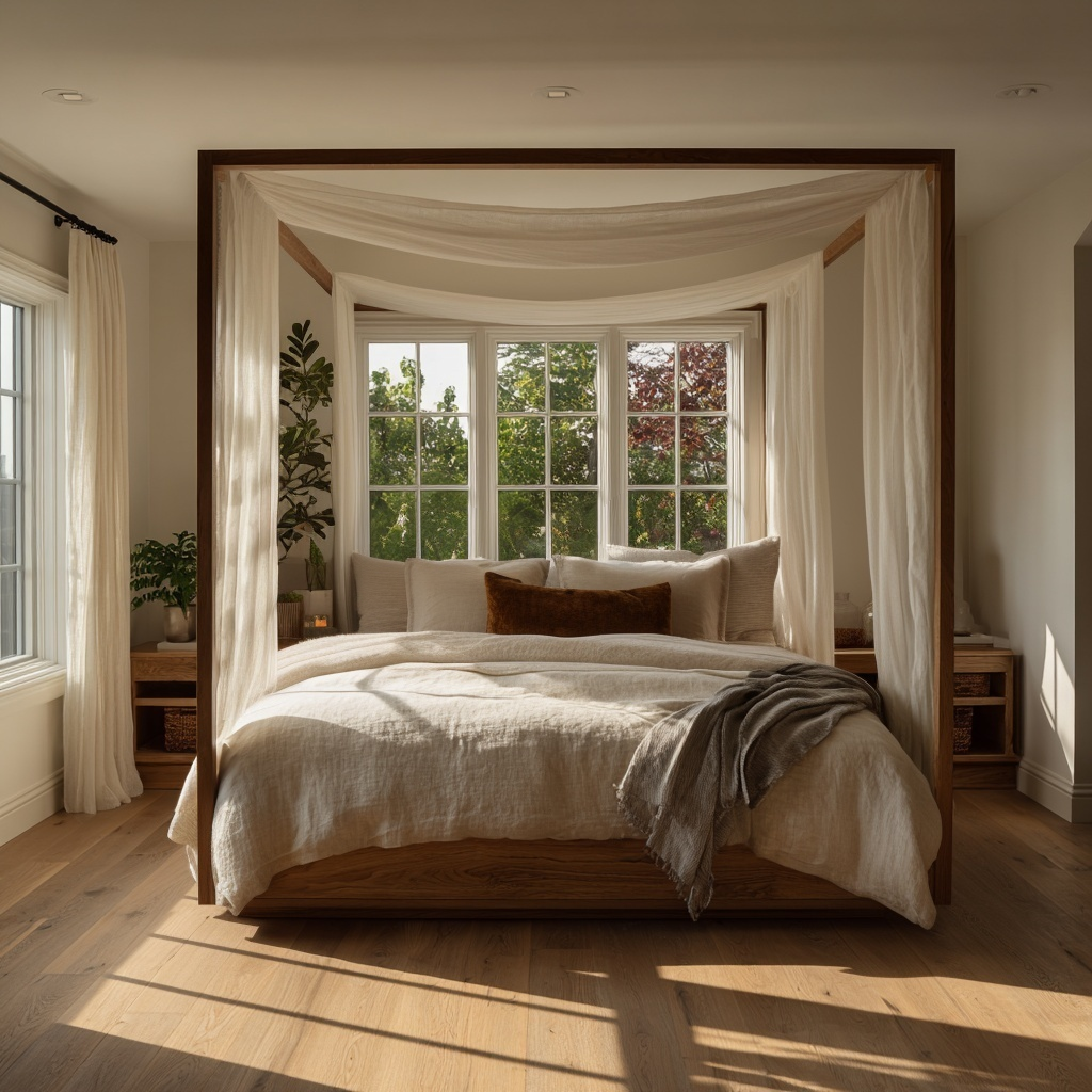 Off-White Linen Canopy Bed Scarf