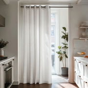 Off-White Linen Doorway Curtain with Grommets