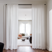 Off-White Linen Doorway Curtain with Multitape