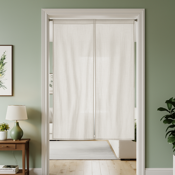 Off-White Linen Noren Curtain - Japanese Curtains - Noren Drapes - Doo