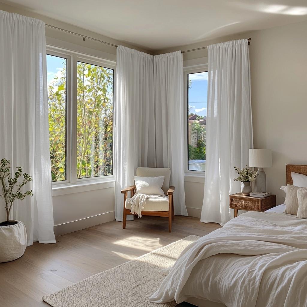 Off-White Linen Rod Pocket Curtains