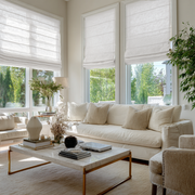 Off-White Linen Roman Shades - Cotton Lining