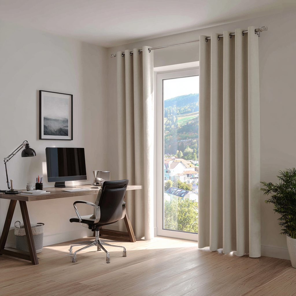Off-White Linen Thermal Grommet Curtains