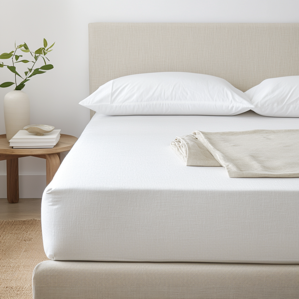 Off-White Pure Linen Deep Pocket Fitted Sheet
