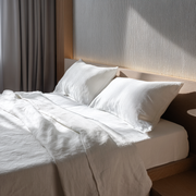 Off-White Washed Linen Extra Deep Pocket Fitted Sheet Set