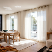 Off-White Sheer Linen Grommet Curtains