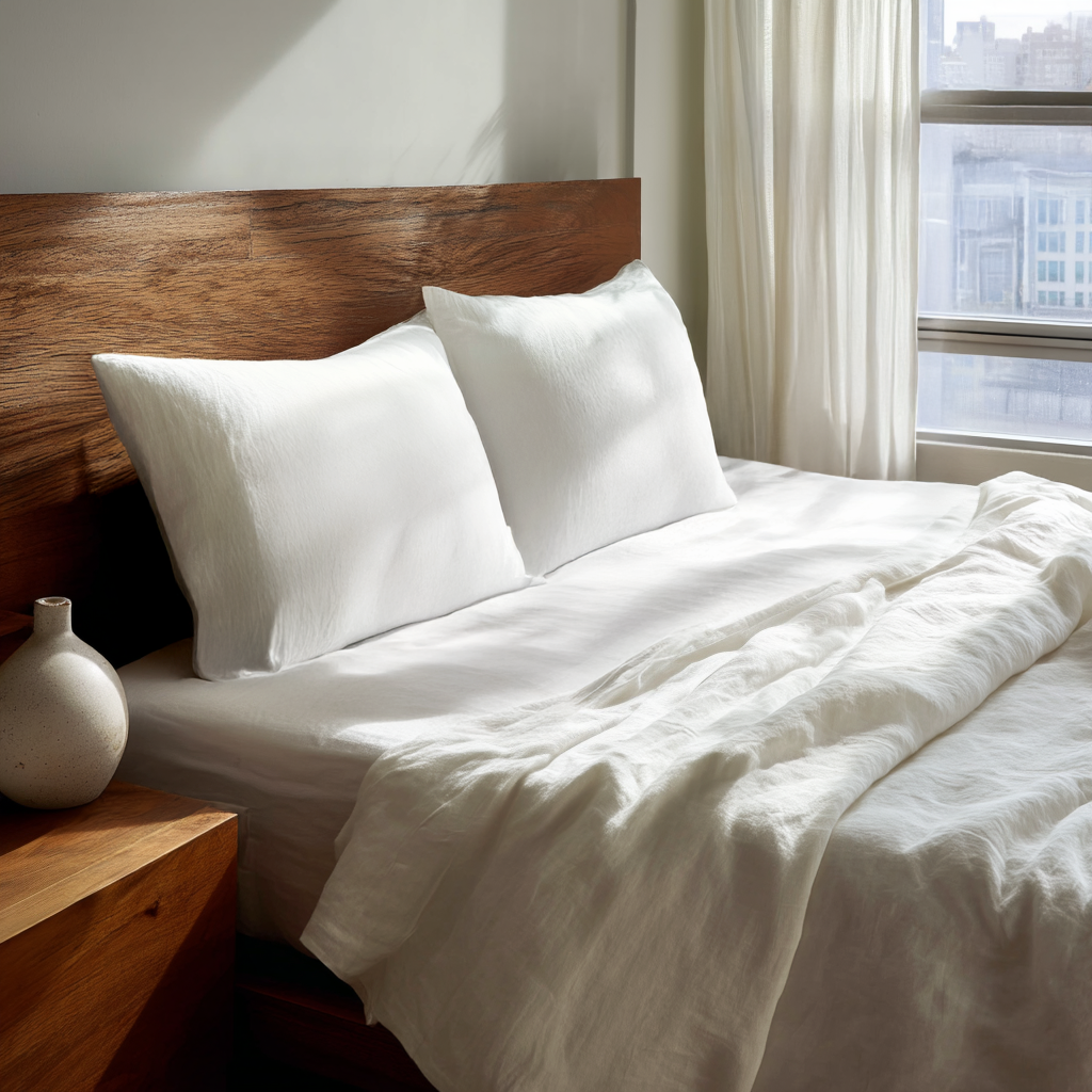 Off-White Washed Linen Extra Deep Pocket Fitted Sheet Set