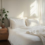 Off-White Washed Linen Extra Deep Pocket Fitted Sheet Set