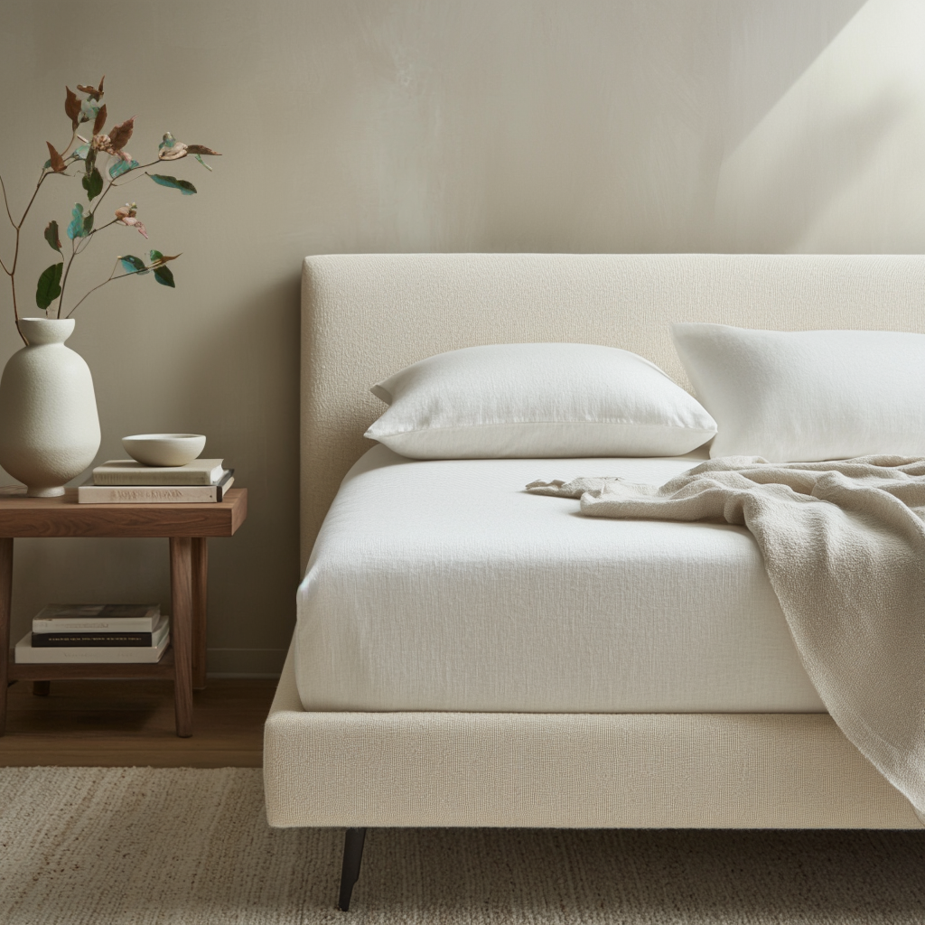 Off-White Washed Linen Heavyweight Deep Pocket Fitted Sheet