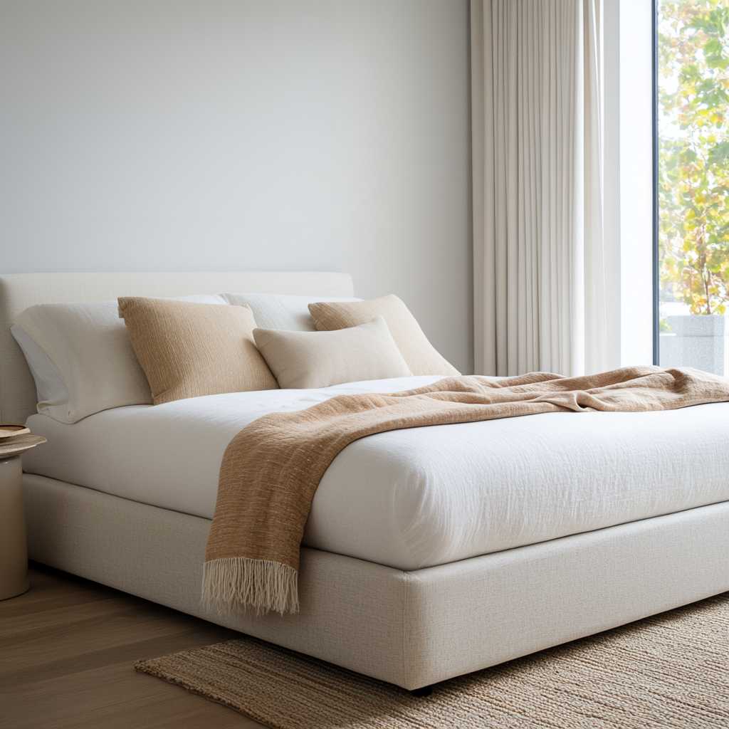 Off-White Washed Linen Heavyweight Deep Pocket Fitted Sheet