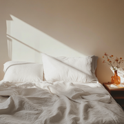 Off-White Washed Heavyweight Linen Flat Sheet 