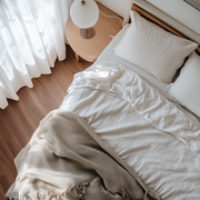 Off-White Washed Heavyweight Linen Flat Sheet 