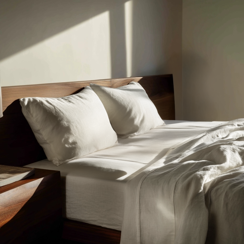 Off-White Ivory Washed Linen Heavyweight Extra Deep Pocket Fitted Sheet Set