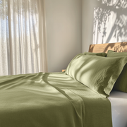 Olive Green Washed Linen Top Sheet